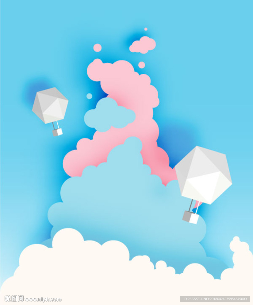 矢量剪纸卡通云朵设计素材