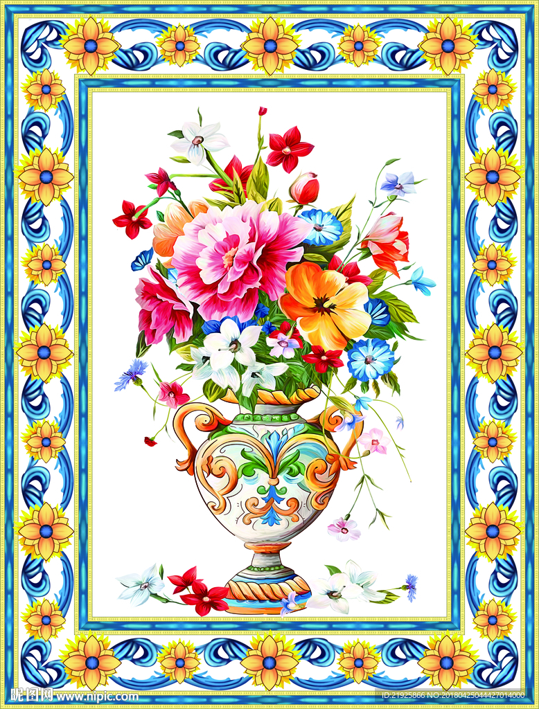 大牌花瓶方巾图案