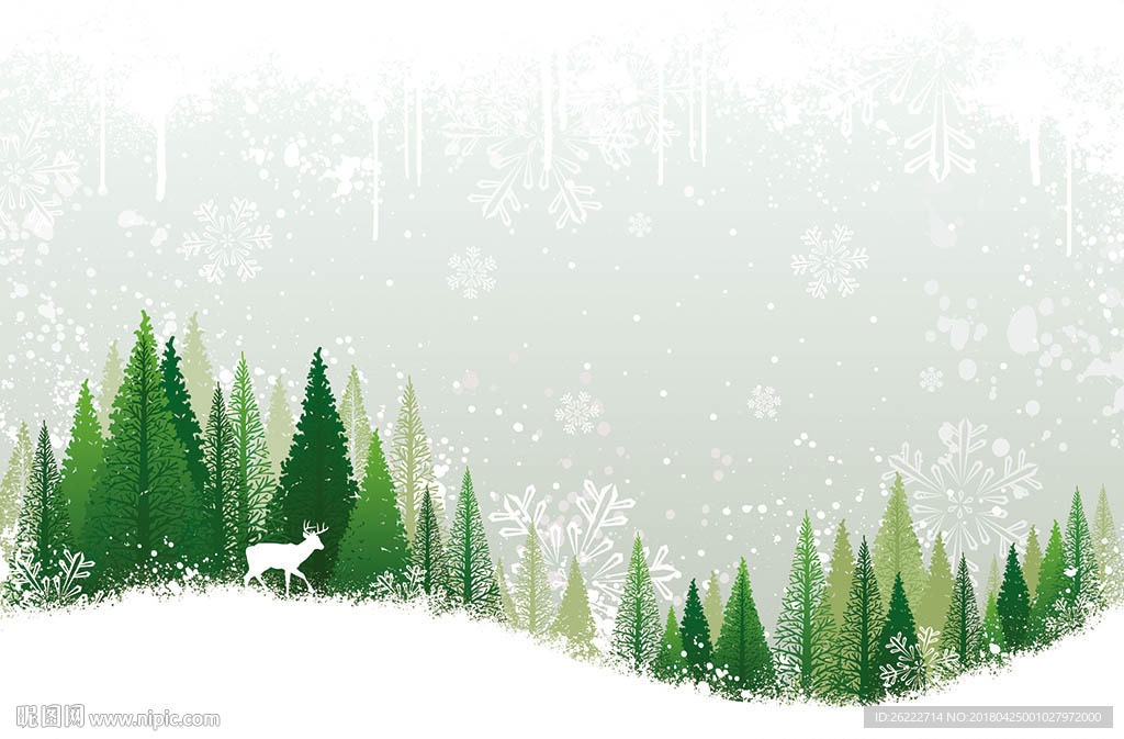 冬季雪地树林矢量背景墙