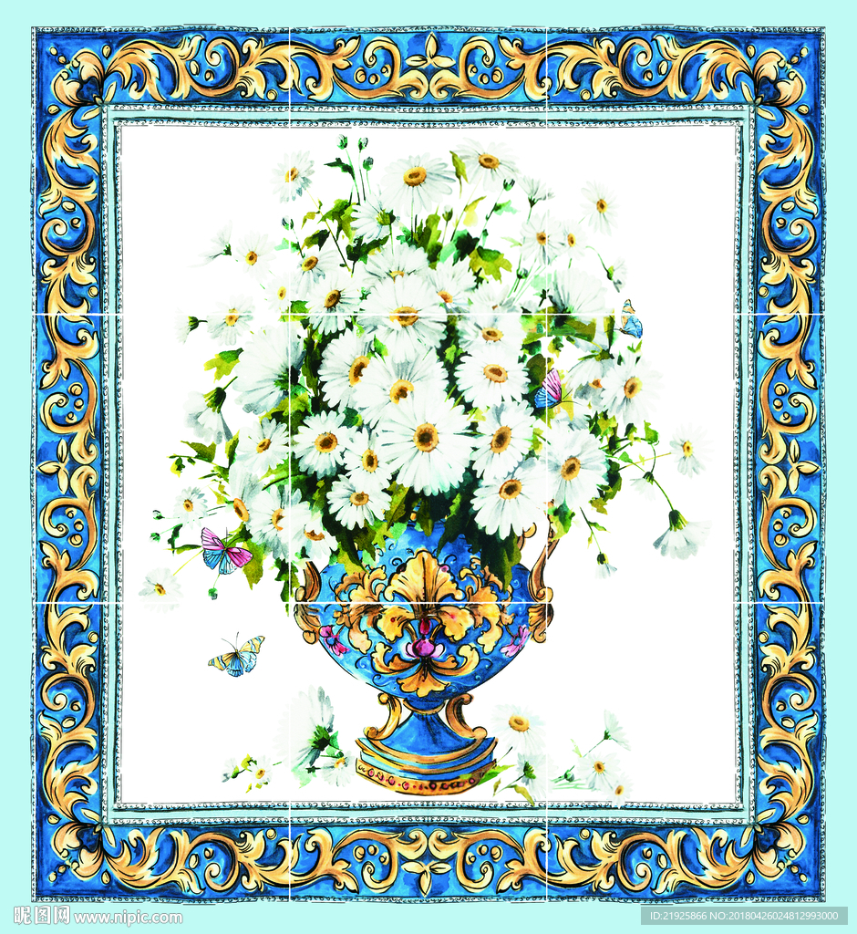 大牌花瓶方巾图案