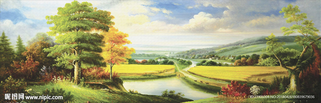 抽象油画森林背景壁画