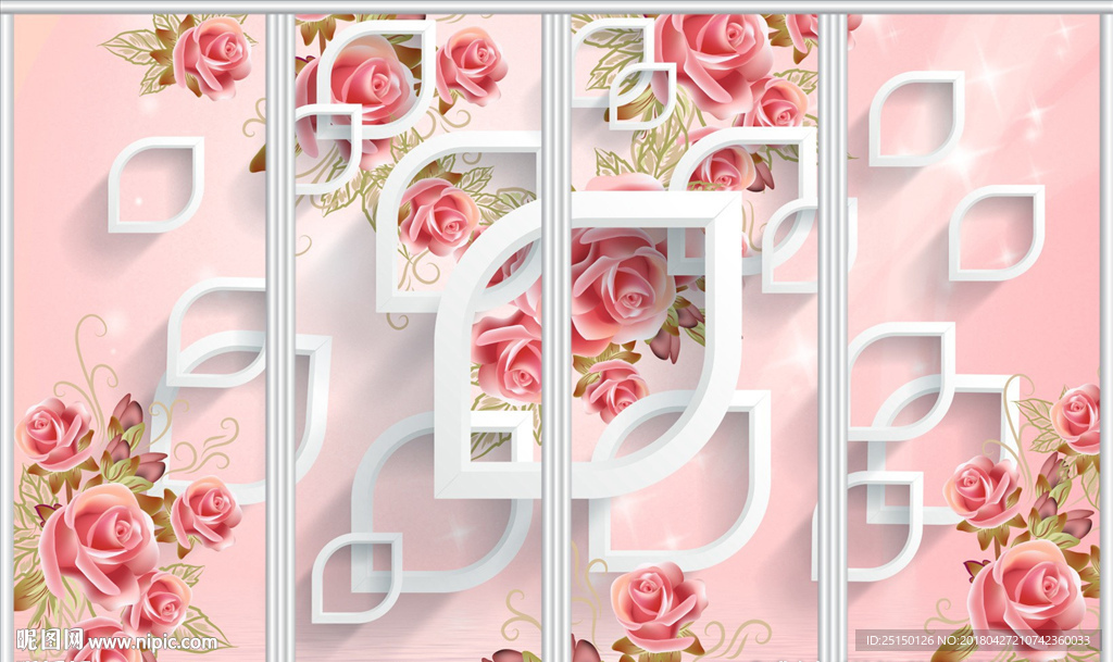 浪漫玫瑰花移门