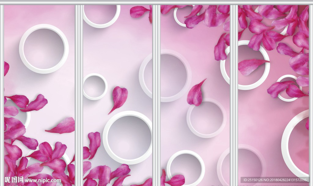 3D圆圈花卉移门