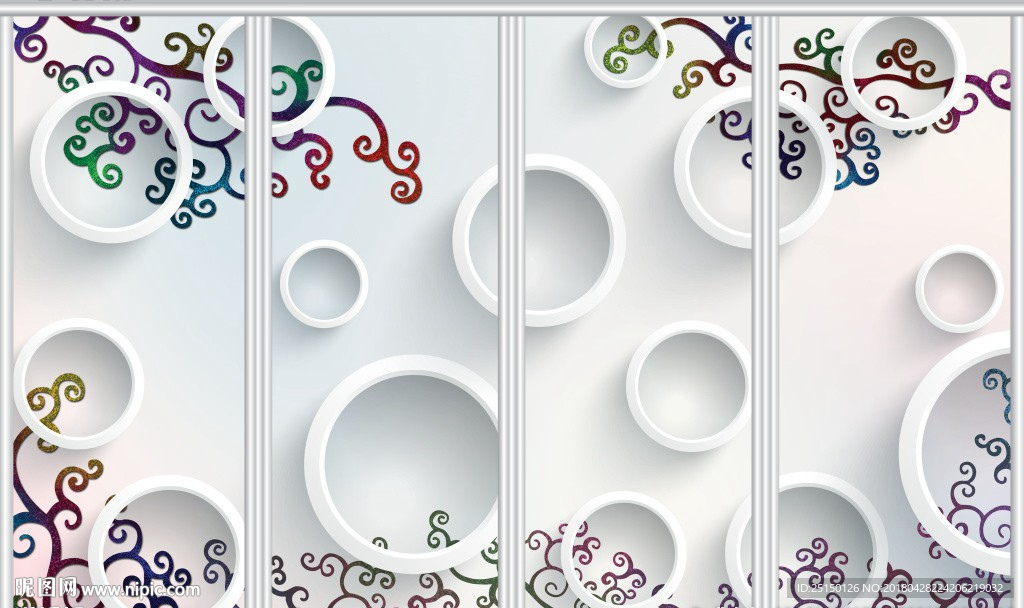 3D圆圈花卉移门