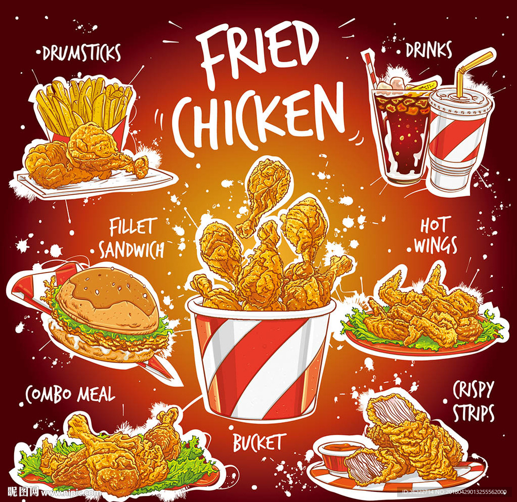 肯德基手绘矢量设计素材