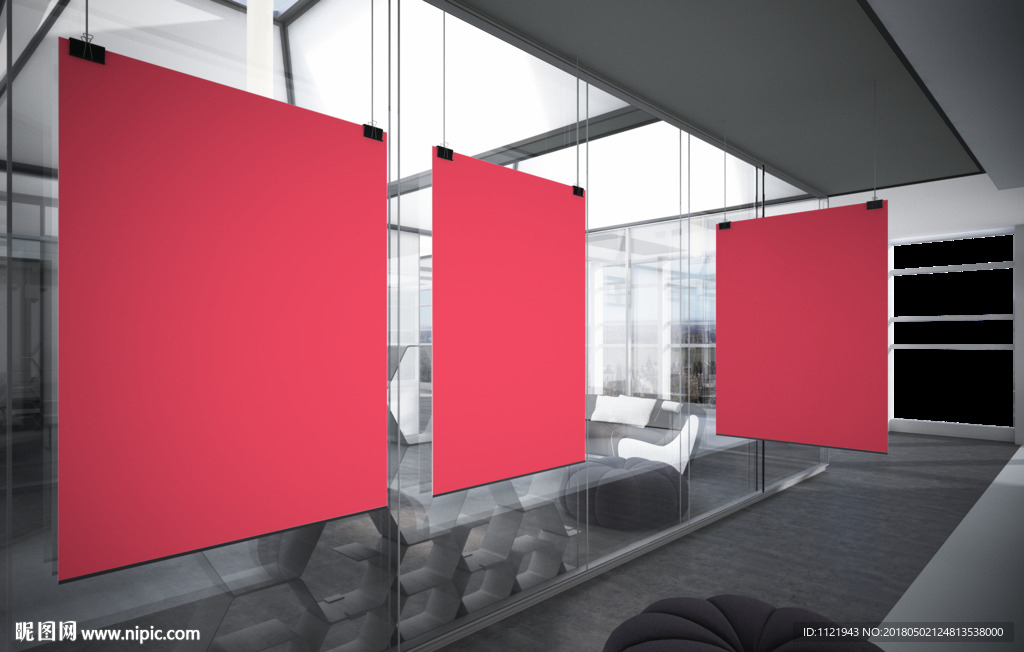 办公室墙广告画样机