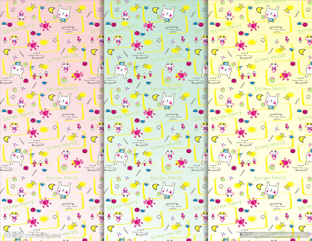 兔子 矢量 无缝印花