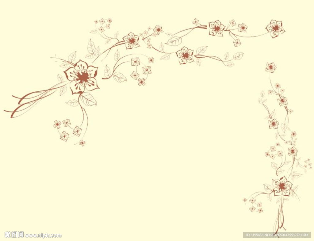 花 线条  对角花 硅藻泥图案