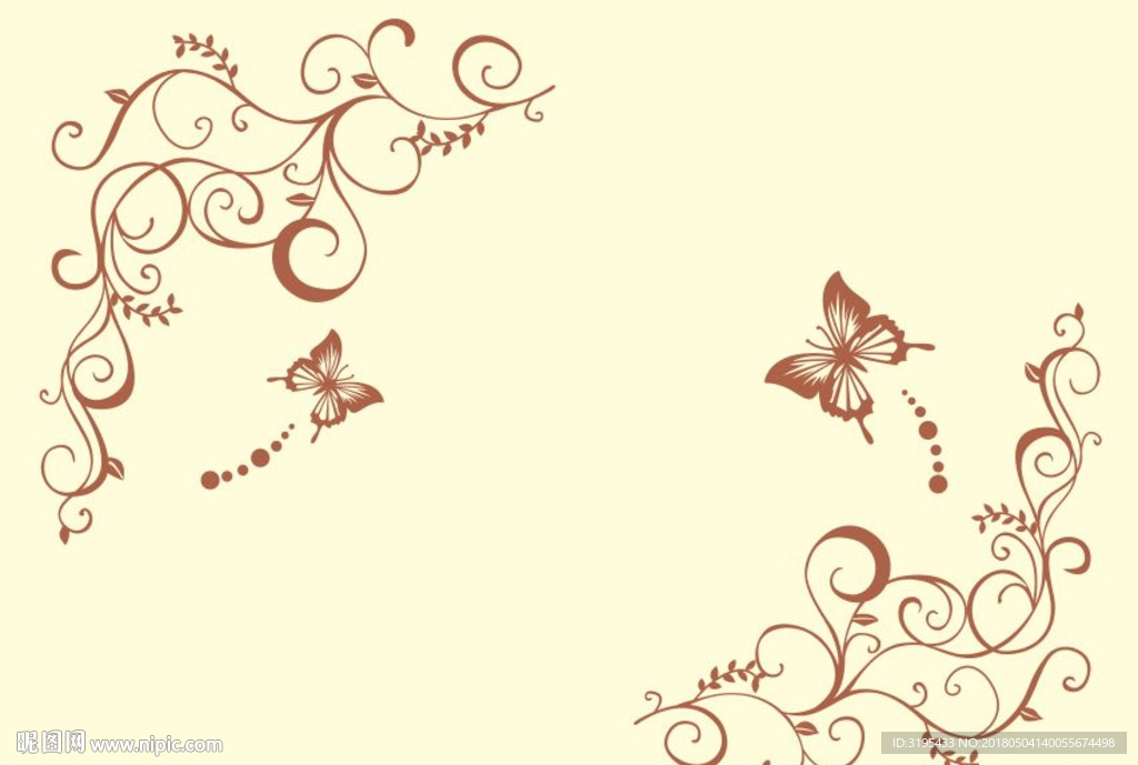 硅藻泥图案 蝴蝶花 对角花