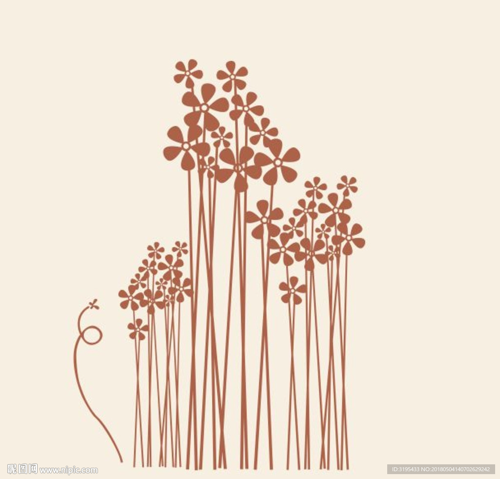 五叶花 硅藻泥图案  花 叶子