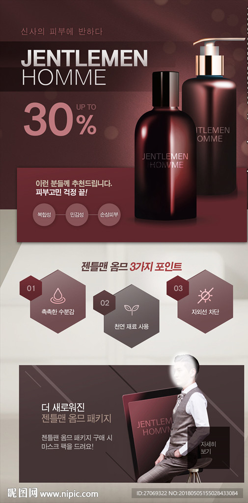 男士护肤品服饰鞋包电商海报