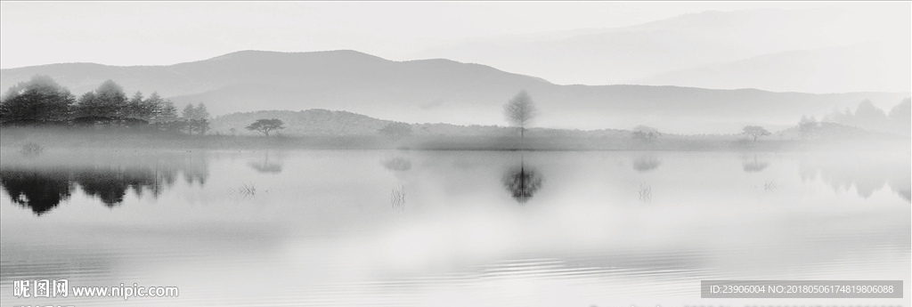 水墨山水背景装饰画