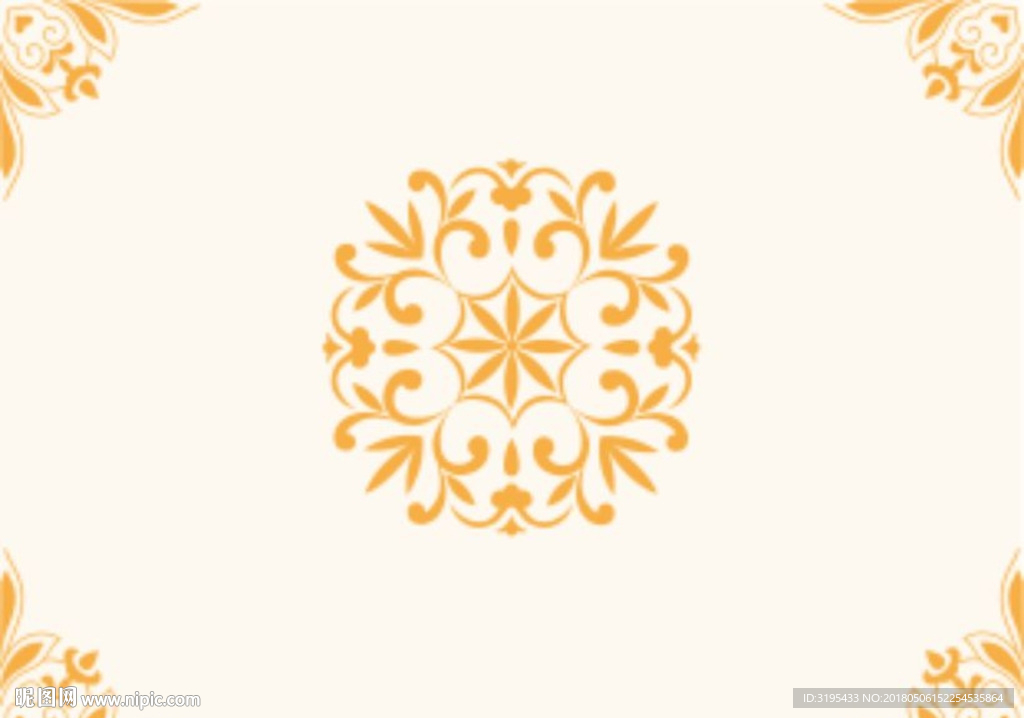 圆形天花叶子图案 硅藻泥图案图