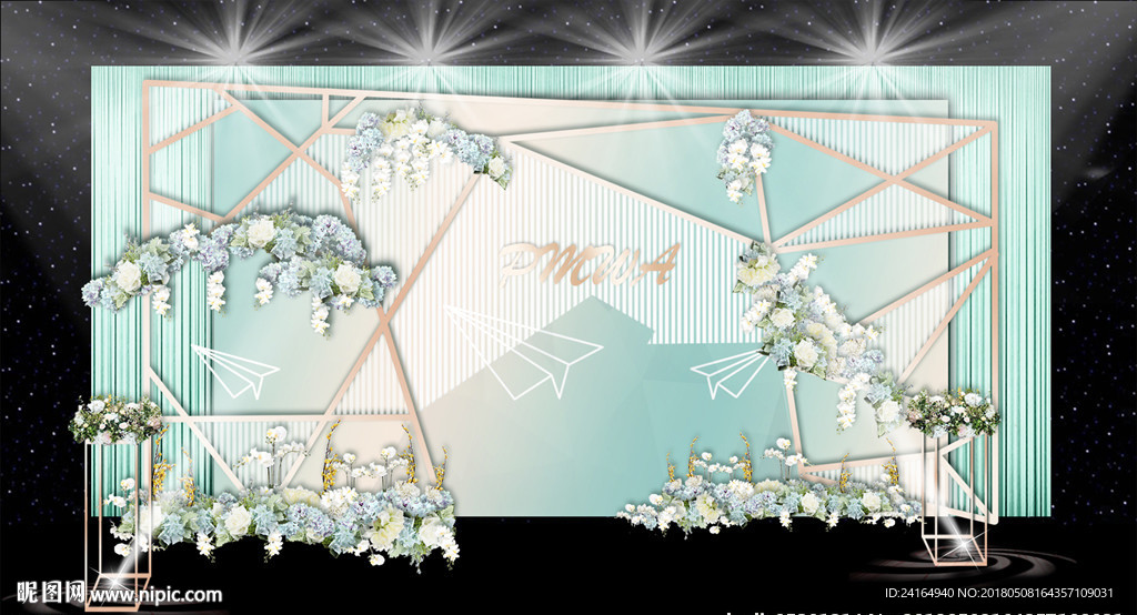 蓝色婚礼留影区效果图