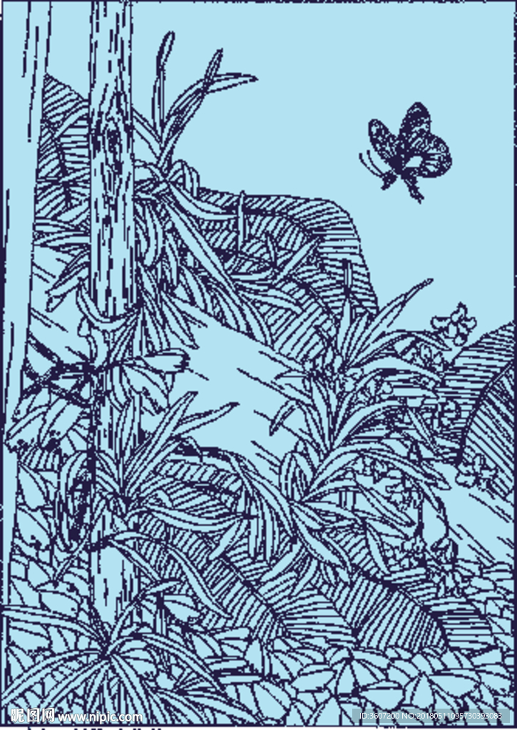 石斛兰线描 石斛兰白描 石斛兰