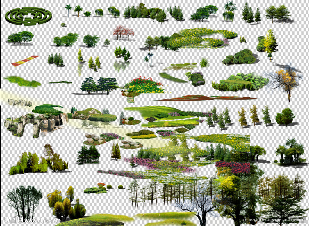 鸟瞰绿化植物素材