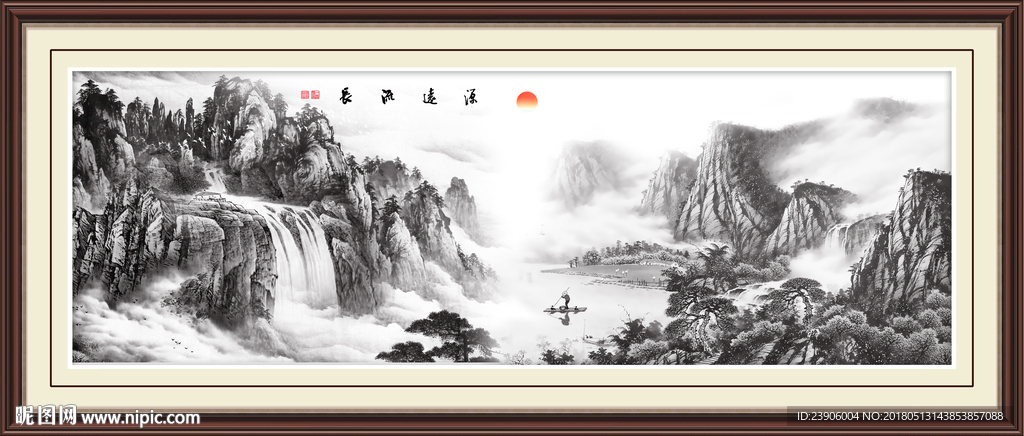 大型国画山水源远流长装饰画