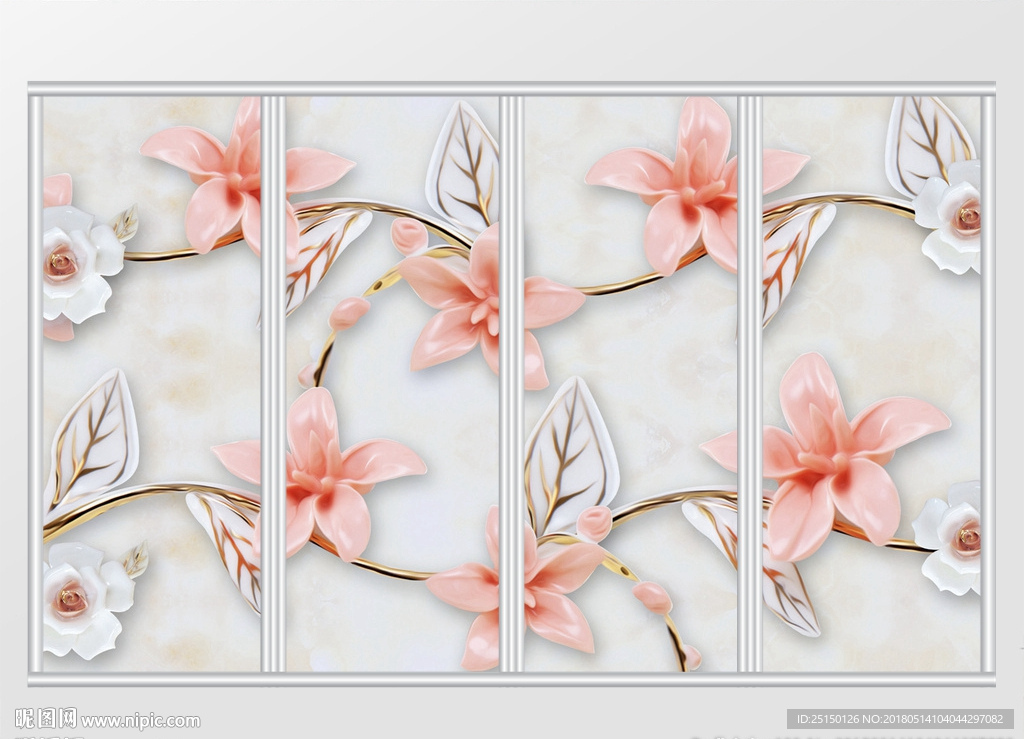 立体花朵百合花移门