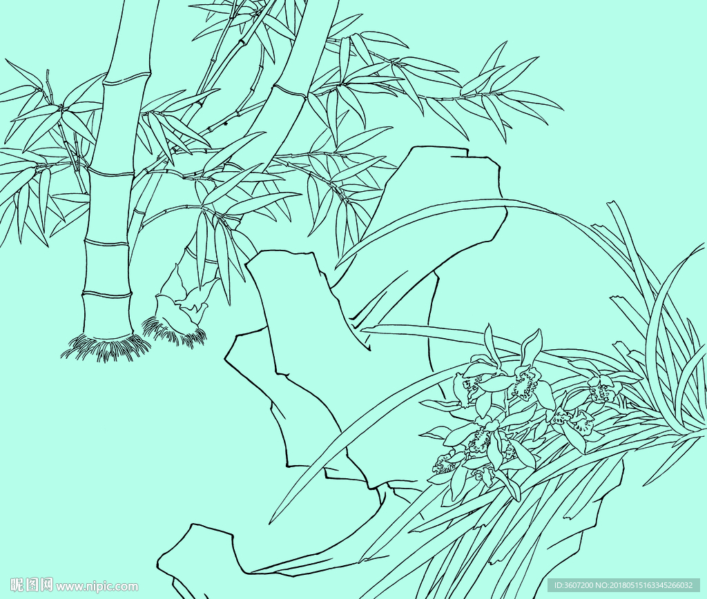 竹子线描 竹子白描 竹子素描