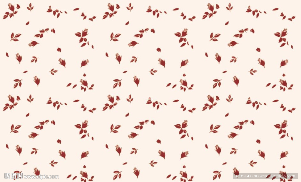 玫瑰花 叶子 底纹矢量图