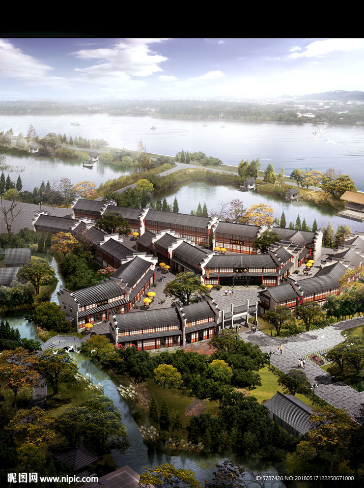 古建筑设计鸟瞰图