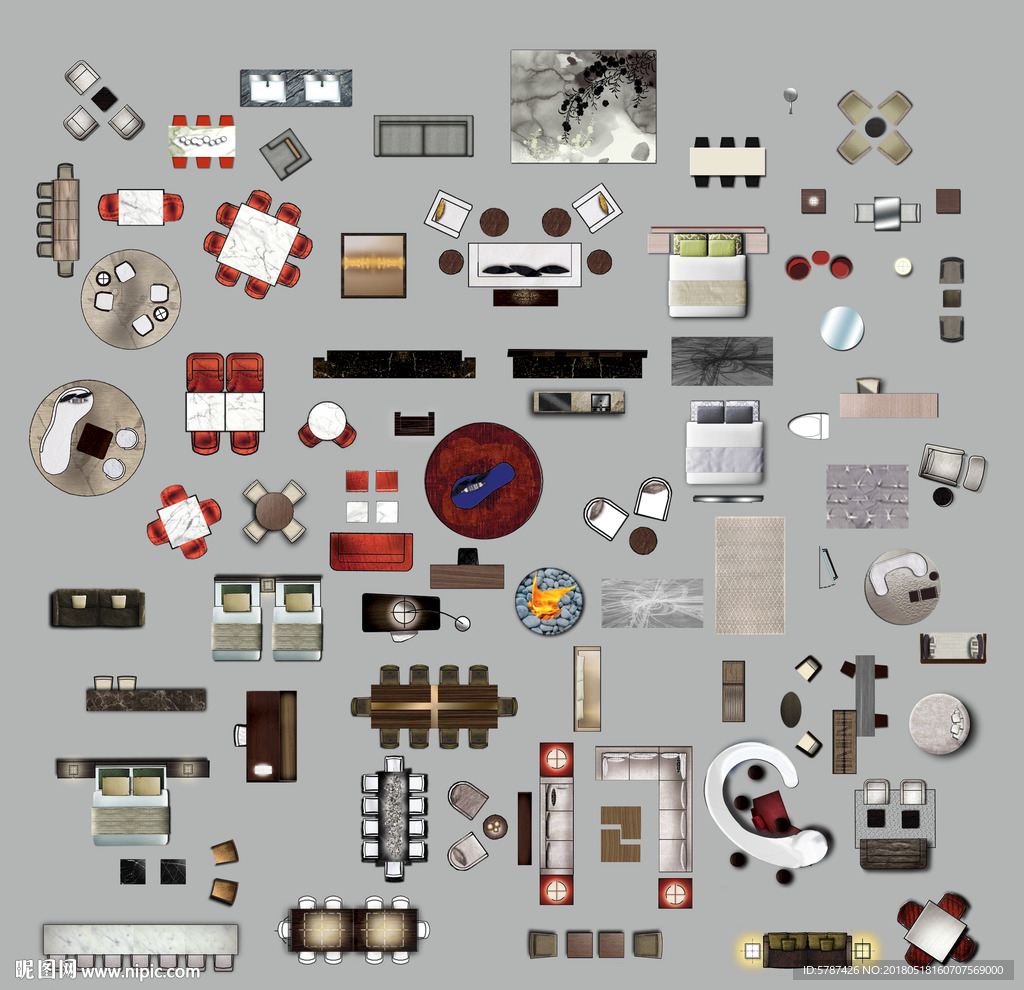 PSD室内设计彩平图