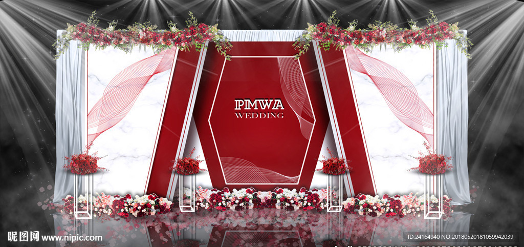 大理石小清婚礼留影区效果图