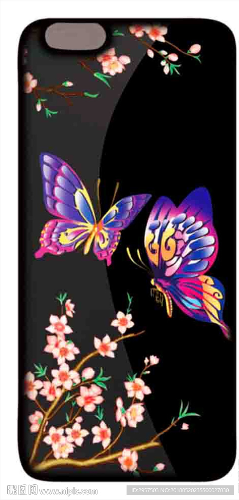 彩色蝴蝶花手机壳