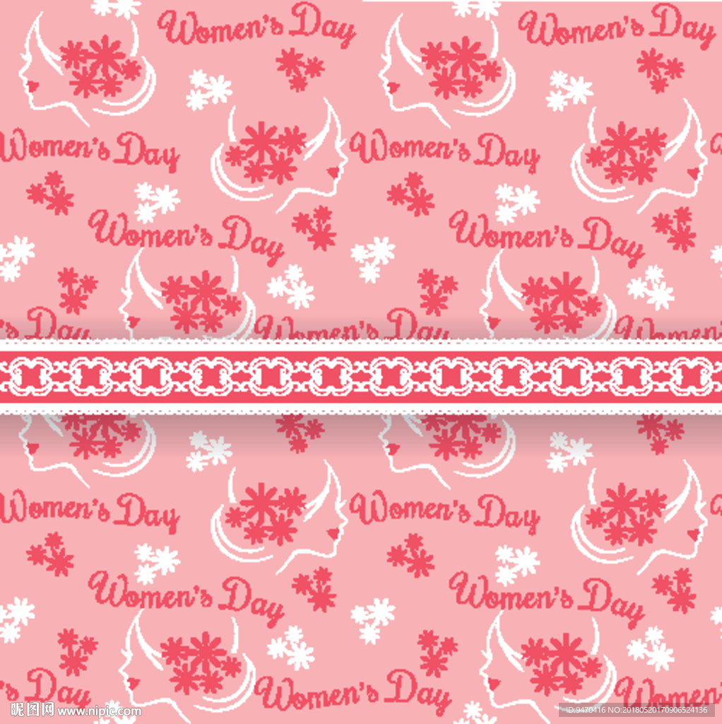 唯美女性粉红色花纹背景素材无限