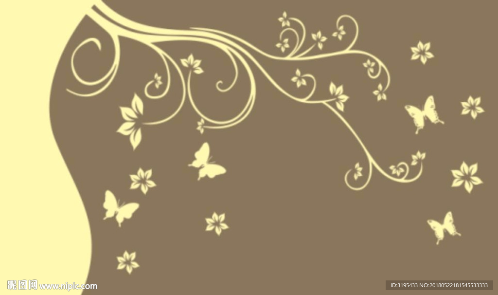 蝴蝶花 叶子花 硅藻泥矢量