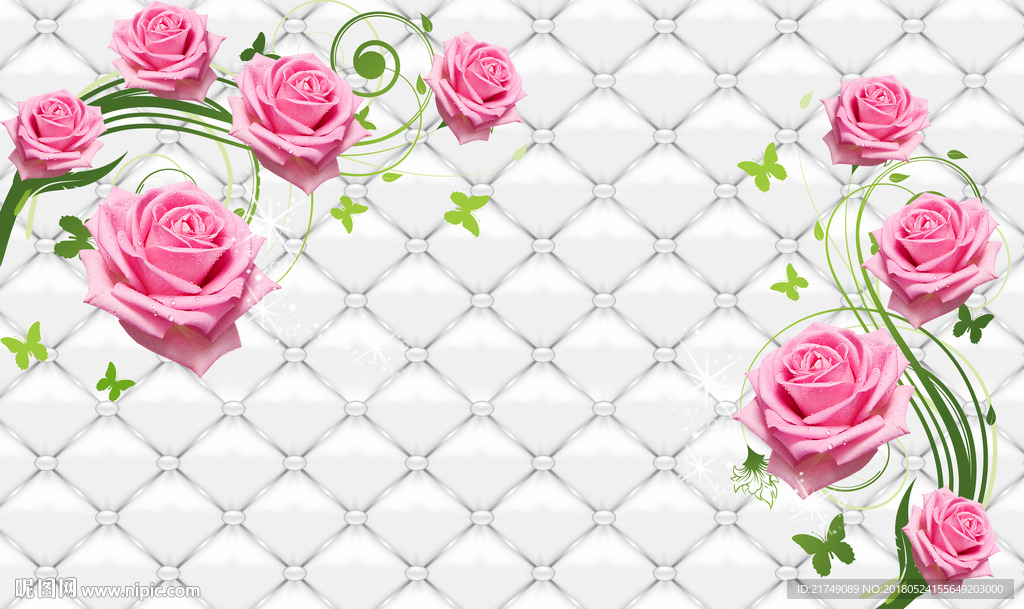 新款软包玫瑰背景墙