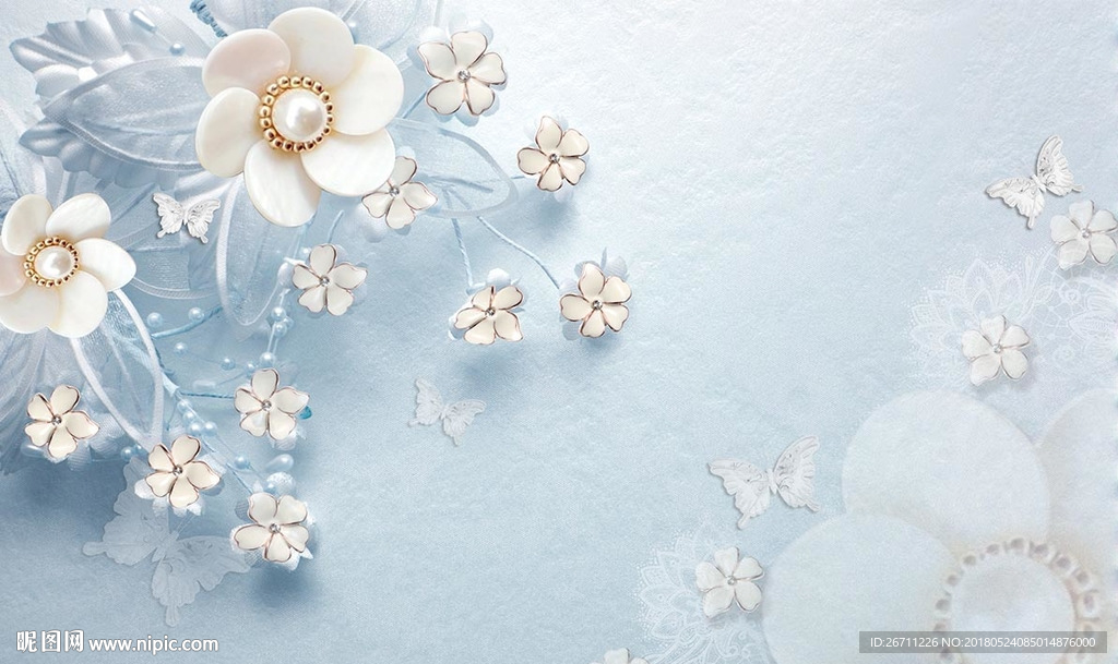 北欧珠宝花朵图