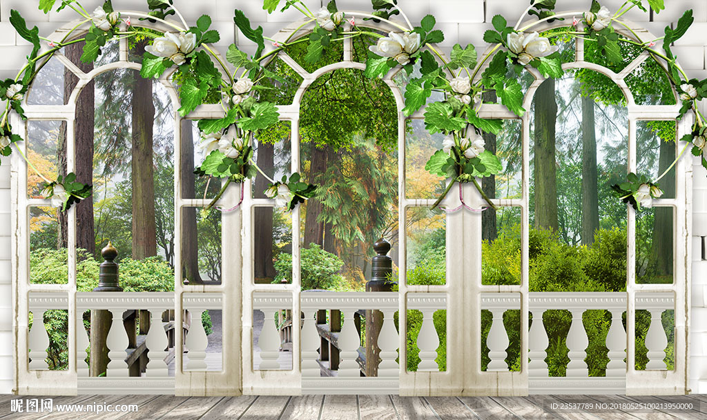 3D立体森林空间背景墙装饰画