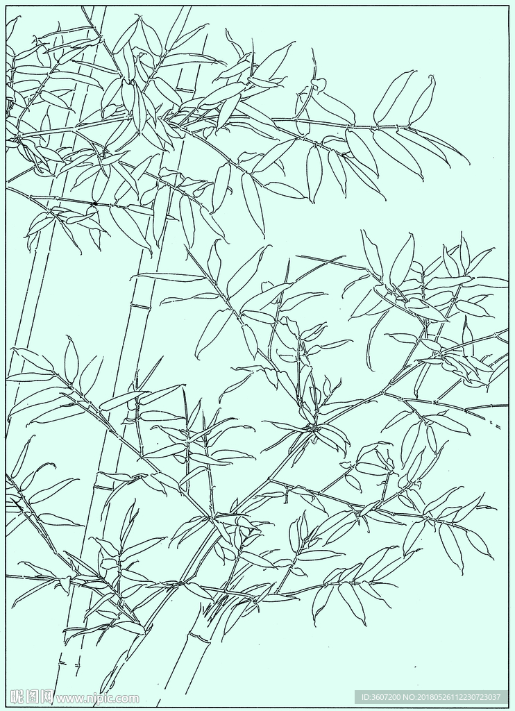 竹子线描 竹子白描 竹子素描