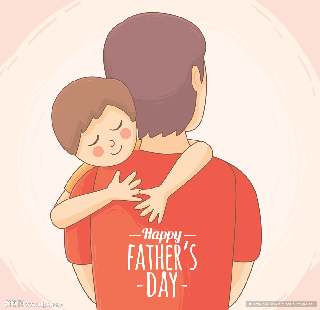 手绘父亲的背影插画设计