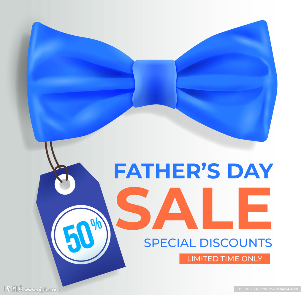 手绘领结打折促销海报设计