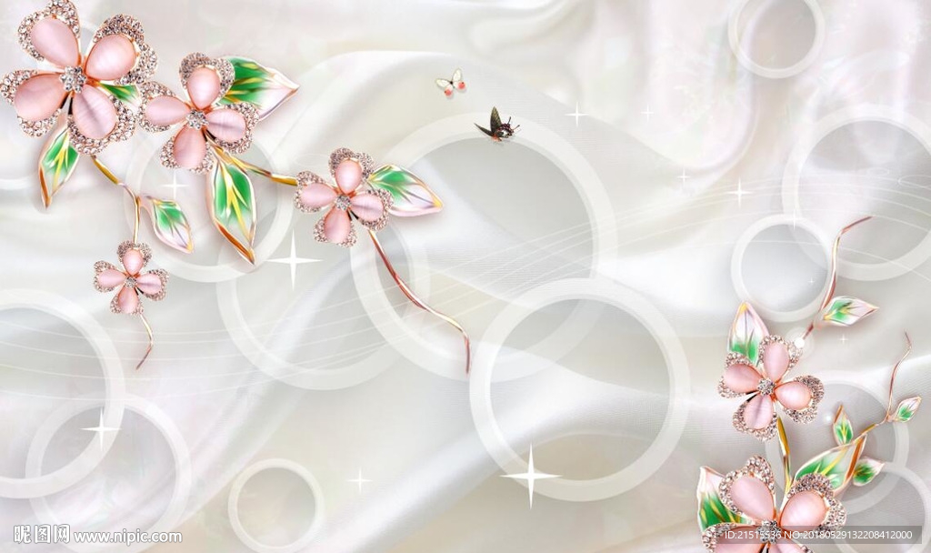 3D丝绸花朵图