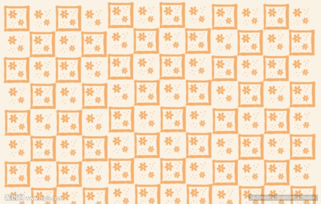 方形框 小花 圆圈 矢量图