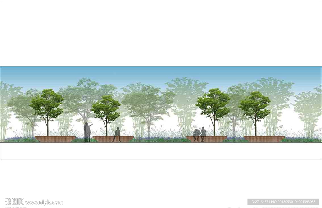 景观立面 休息座椅坐凳花境立面