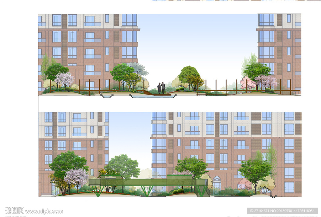 小区参与空间休憩节点木平台儿童