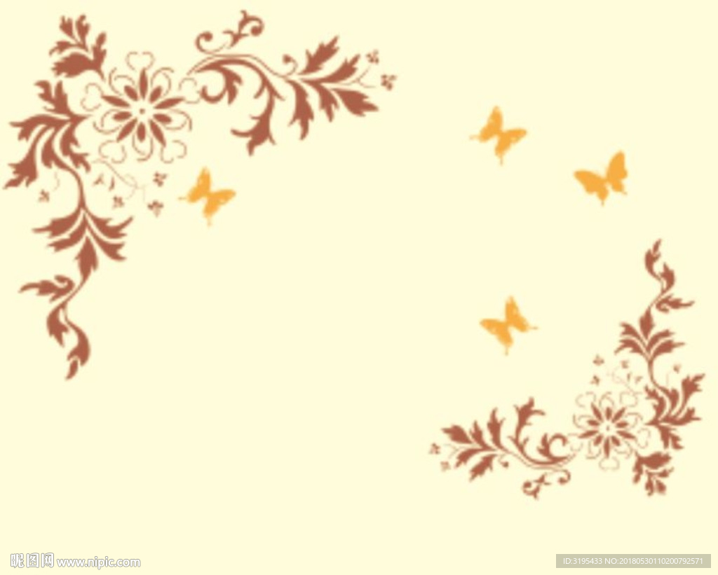 蝴蝶花  对角花图案  心形花