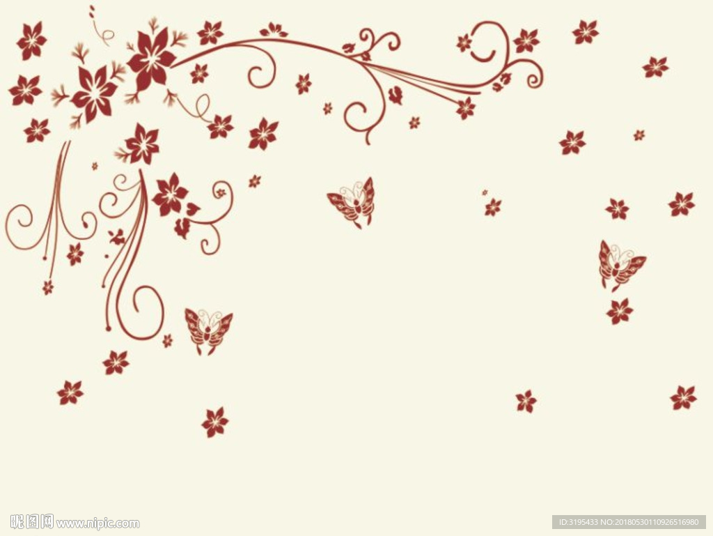 散花 对角花 蝴蝶花图案