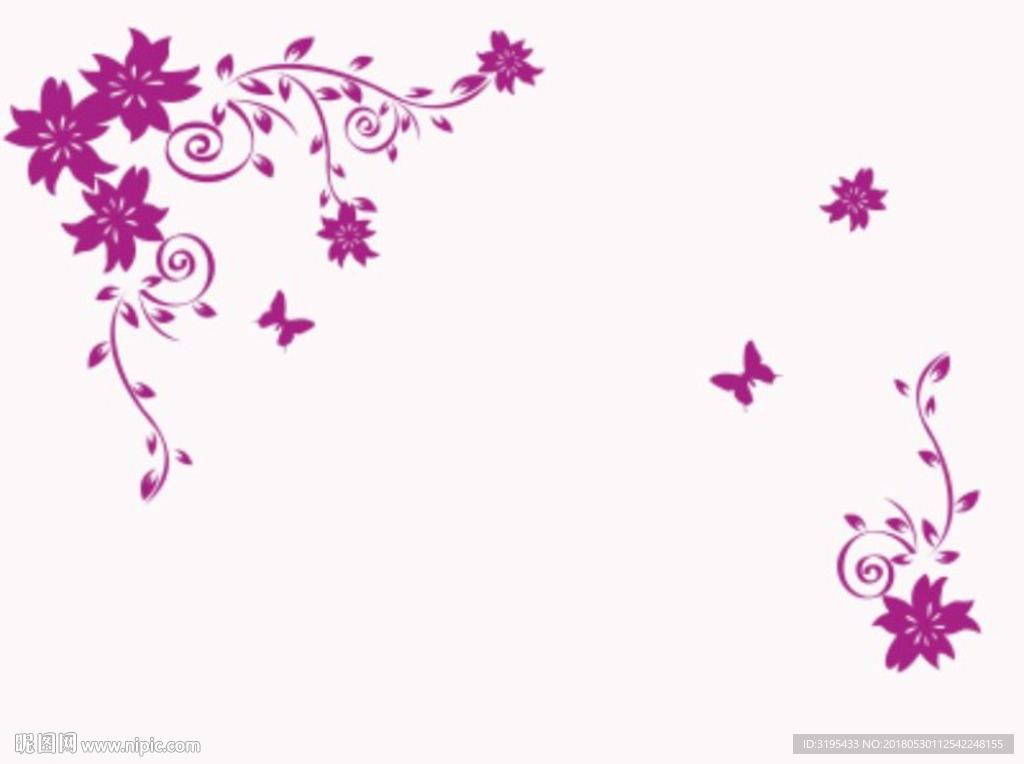 花朵 对角花 蝴蝶 矢量