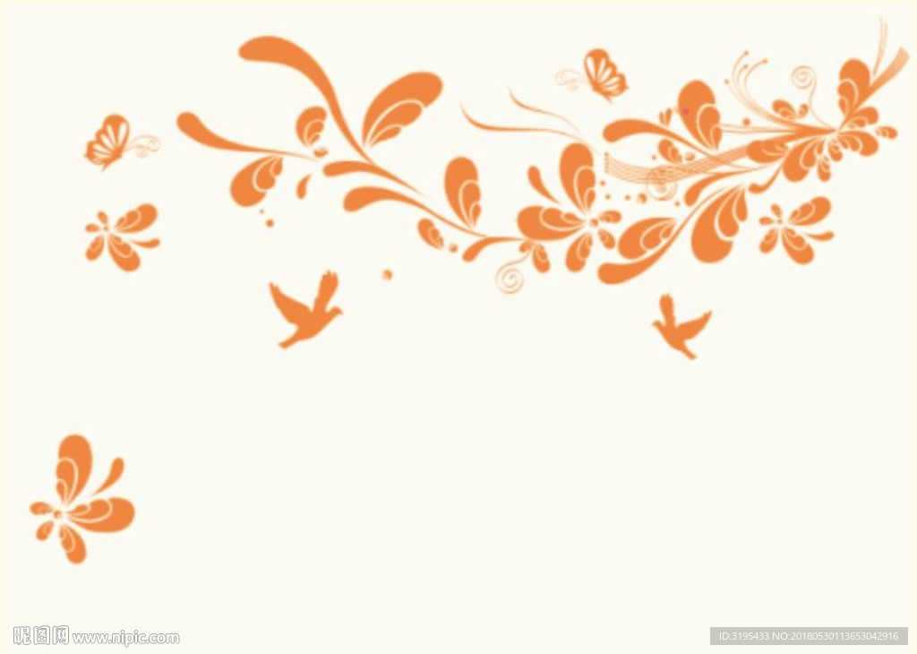 蝴蝶花 小鸟 对角花