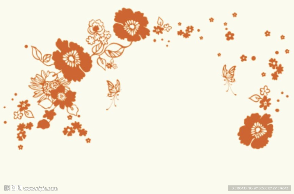 散花 对角花 蝴蝶 时尚花