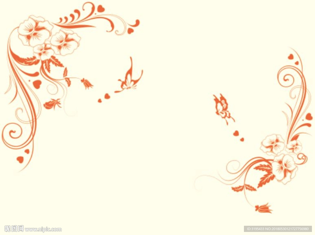 蝴蝶花 对角花 心形花矢量