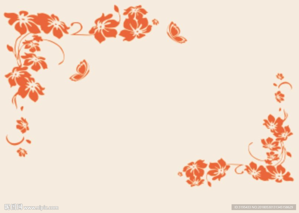 对角花 蝴蝶花 硅藻泥图案