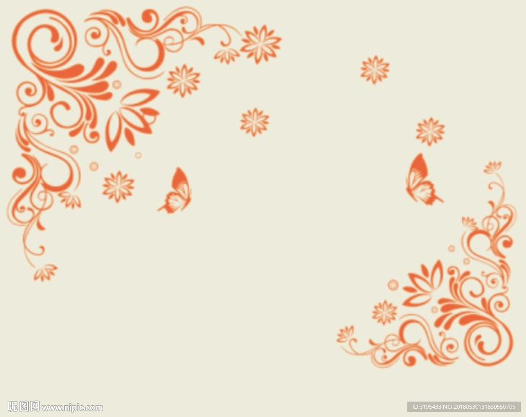 对角花 蝴蝶花  硅藻泥图案