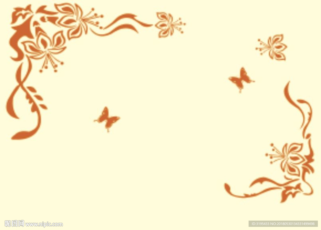 对角花 蝴蝶花 硅藻泥矢量