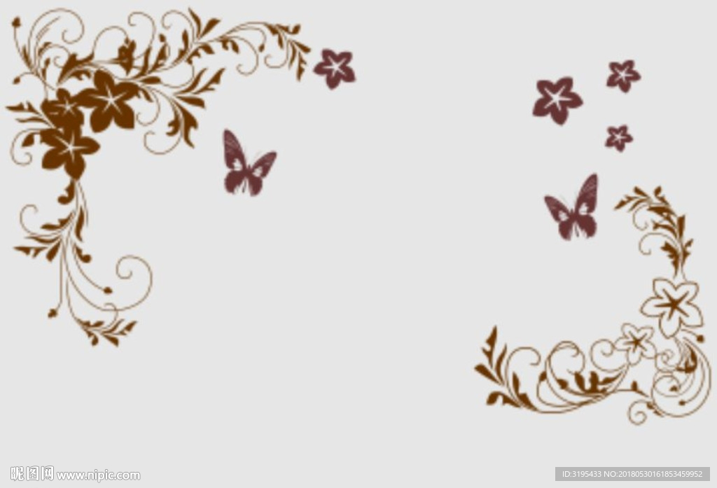 对角花 蝴蝶花 矢量图 硅藻泥